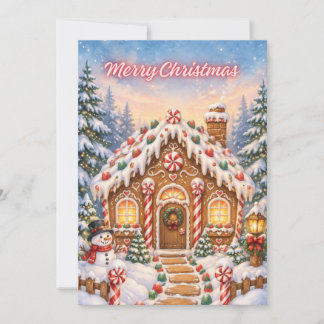 Tarjeta de Feliz Navidad de Cabaña de Pan de Jengi