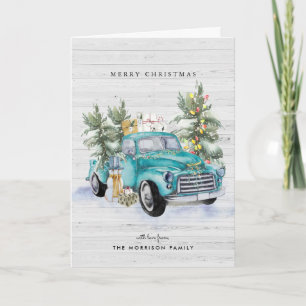 Tarjeta de Feliz Navidad de Camión de Granja Rústi