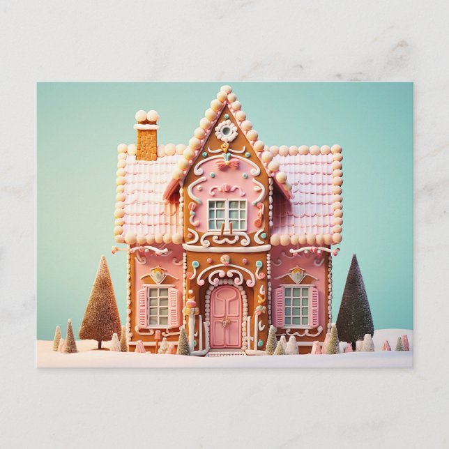 Tarjeta de Feliz Navidad de Casa de Pan de Jengibr (Anverso)