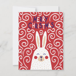 Tarjeta de Feliz Navidad de Conejo Caprichoso