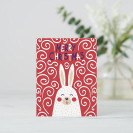 Tarjeta de Feliz Navidad de Conejo Caprichoso