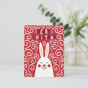 Tarjeta de Feliz Navidad de Conejo Caprichoso