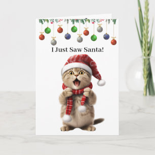 Tarjeta de Feliz Navidad de Gatito Adorable Gato C