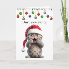 Tarjeta de Feliz Navidad de Gato Divertido y Capri