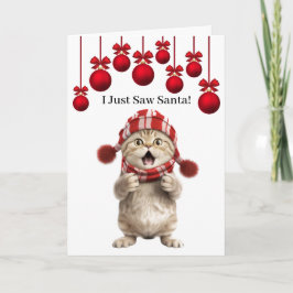 Tarjeta de Feliz Navidad de Gato Super Adorable