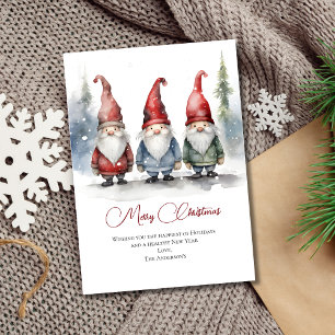 Tarjeta de Feliz Navidad de Gnomos