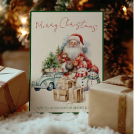 Tarjeta de Feliz Navidad de Jolly Santa | Rojo y V