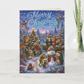 Tarjeta de Feliz Navidad de Moonberry Hollow Woodl