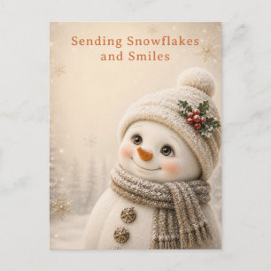 Tarjeta de Feliz Navidad de Muñeco de Nieve Adorab