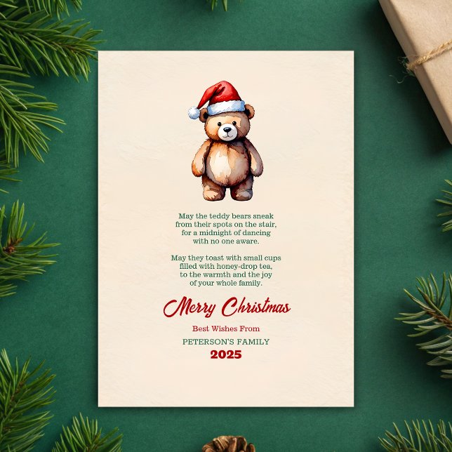 Tarjeta de Feliz Navidad de Osito de Acuarela (Subido por el creador)