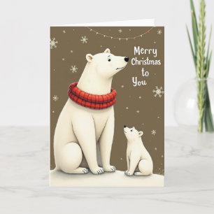 Tarjeta de Feliz Navidad de Oso Polar Adorable