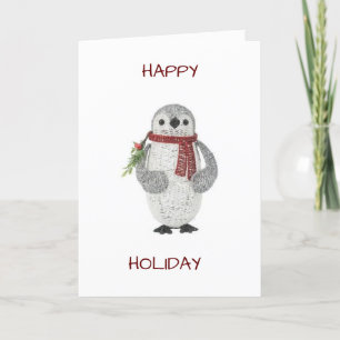 TARJETA DE FELIZ NAVIDAD DE PENQUÍN