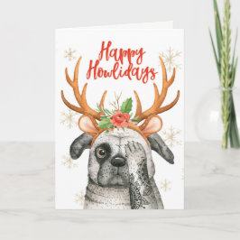 Tarjeta de feliz Navidad de perro lindo de vacacio