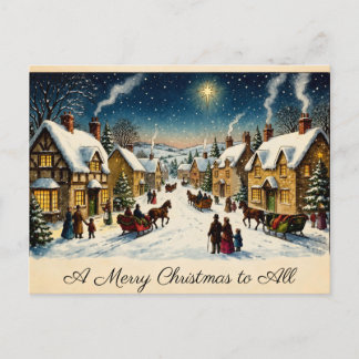 Tarjeta de Feliz Navidad de Pueblo Victoriano Anti