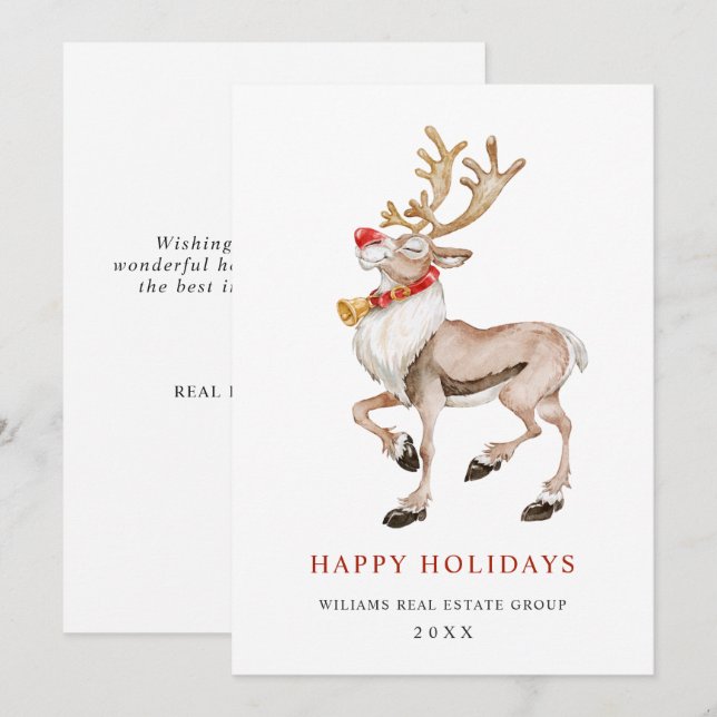 Tarjeta de Feliz Navidad de Reno Corporativo (Anverso / Reverso)