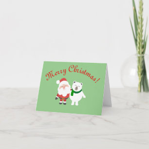 Tarjeta de Feliz Navidad de Santa y Oso Polar