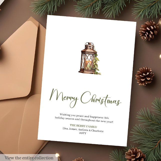 Tarjeta de Feliz Navidad de Terracota Simple Sage (Simple Sage Terracotta Christmas Greeting Card

)