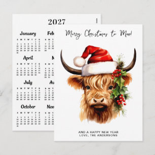Tarjeta de Feliz Navidad de Vaca de las Tierras Al