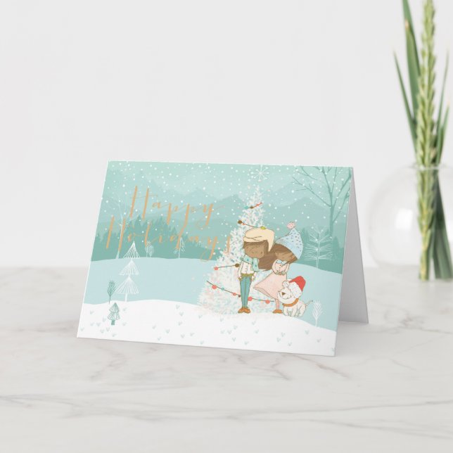 Tarjeta de feliz Navidad de vacaciones (Anverso)