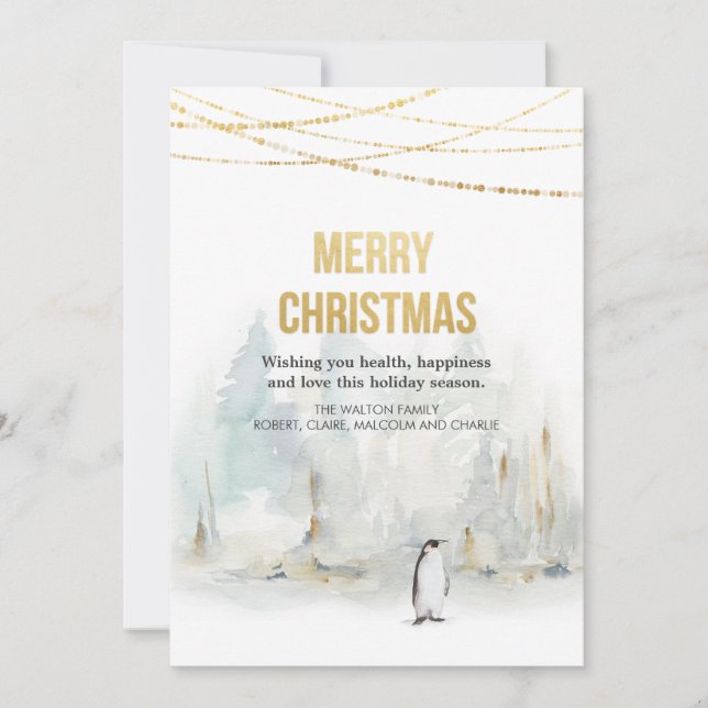 Tarjeta de Feliz Navidad de vacaciones de invierno (Anverso)