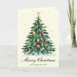 Tarjeta de Feliz Navidad del Árbol Clásico