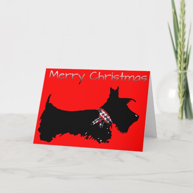 Tarjeta de Feliz Navidad del perro Scottie (Anverso)