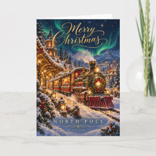 Tarjeta de Feliz Navidad del Tren de Navidad del P