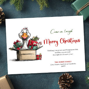 Tarjeta de Feliz Navidad Divertida con un Ganso Or