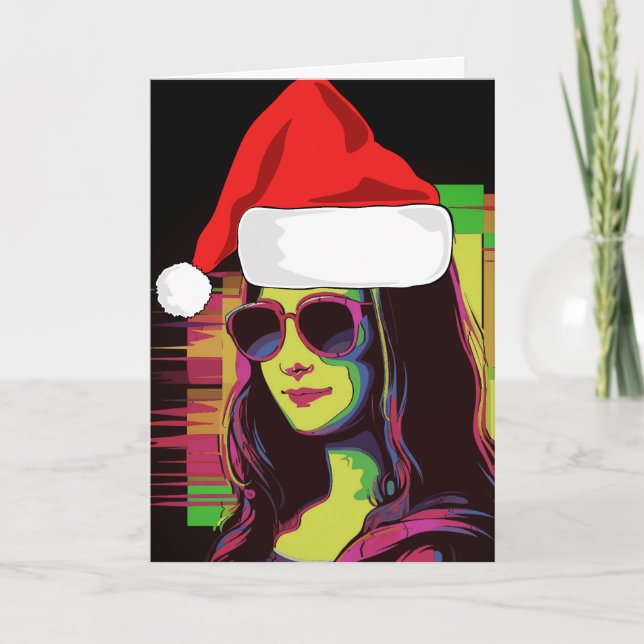 Tarjeta de Feliz Navidad Divertida de la Mona Lisa (Anverso)