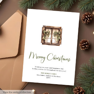 Tarjeta de Feliz Navidad editable con acuarela fes