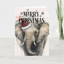 Tarjeta de Feliz Navidad Elefante Adorable