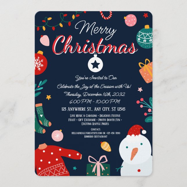 Tarjeta de Feliz Navidad elegante (Anverso)