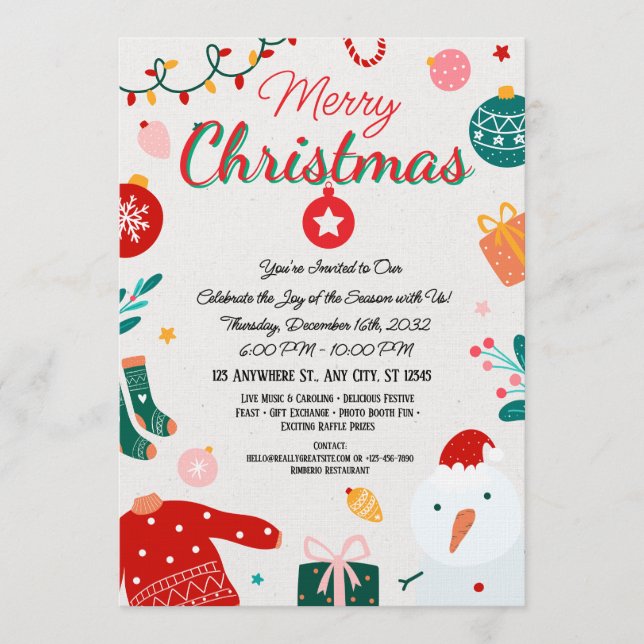 Tarjeta de Feliz Navidad Elegante de Cumpleaños (Anverso)