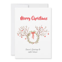 Tarjeta de Feliz Navidad elegante en acuarela