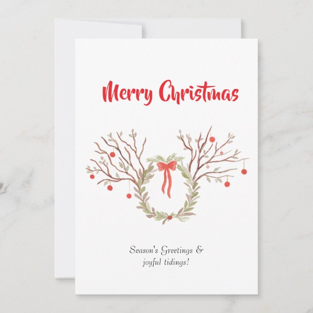 Tarjeta de Feliz Navidad elegante en acuarela (Anverso)