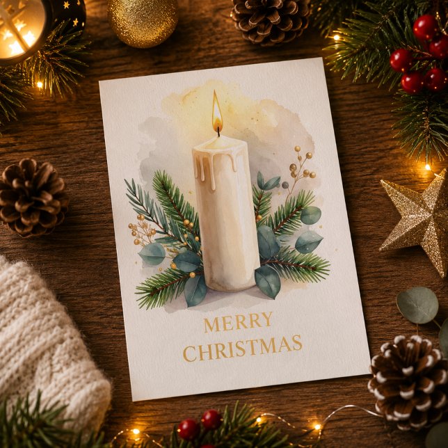 Tarjeta de Feliz Navidad Elegante Vela de Navidad  (Subido por el creador)