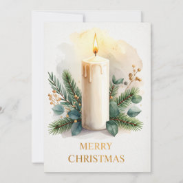 Tarjeta de Feliz Navidad Elegante Vela de Navidad