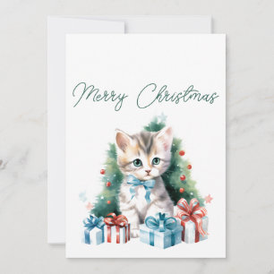 Tarjeta de Feliz Navidad Gatito Cumpleaños