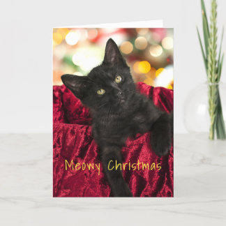 Tarjeta de Feliz Navidad Gatito Negro