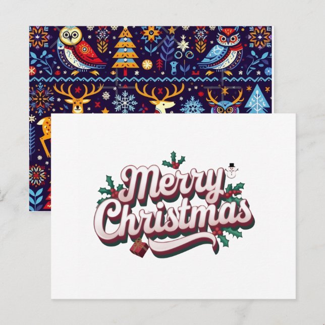 Tarjeta de Feliz Navidad – Invierno Festivo  (Anverso / Reverso)