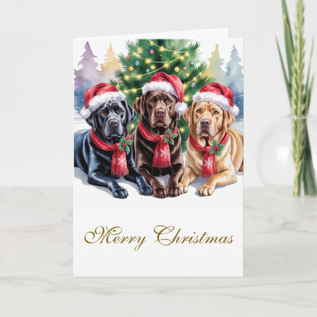 Tarjeta de Feliz Navidad Labrador (Anverso)