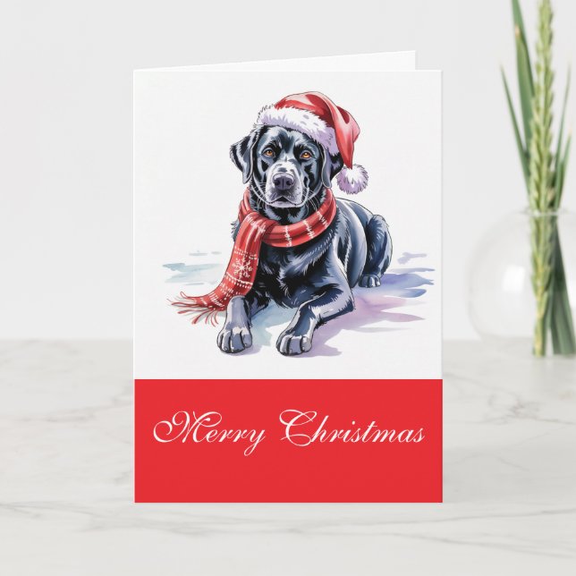 Tarjeta de Feliz Navidad Labrador (Anverso)