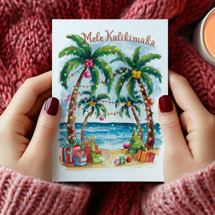 Tarjeta de Feliz Navidad Mele Kalikimaka Hawaiano
