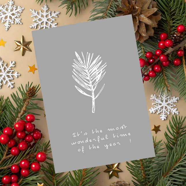 Tarjeta de Feliz Navidad Minimalista Elegante ("It's the most wonderful time of the year" Christmas greeting card.)