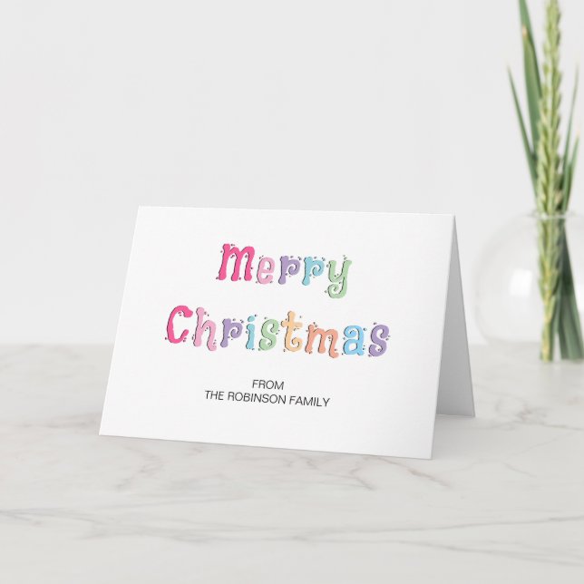 Tarjeta de Feliz Navidad Multicolor Doble (Anverso)