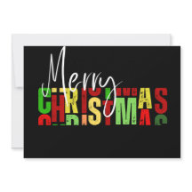 Tarjeta de Feliz Navidad Negra Colorida