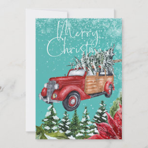 Tarjeta de Feliz Navidad Nevada Árboles