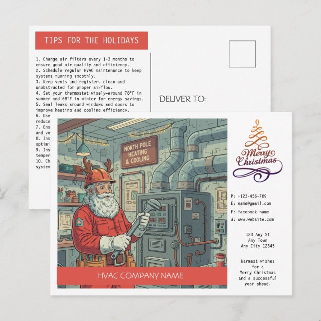 Tarjeta de Feliz Navidad para HVAC (Anverso / Reverso)