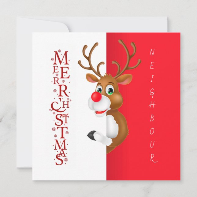 Tarjeta de Feliz Navidad para Vecinos Reno (Anverso)