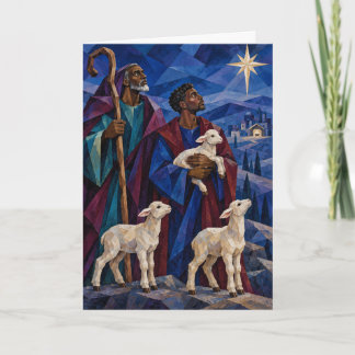 Tarjeta de Feliz Navidad Pastores de Navidad Negra